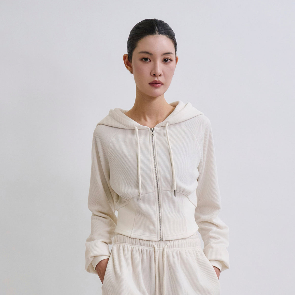 Knit Warm Line Fit Hooded Zip-Up