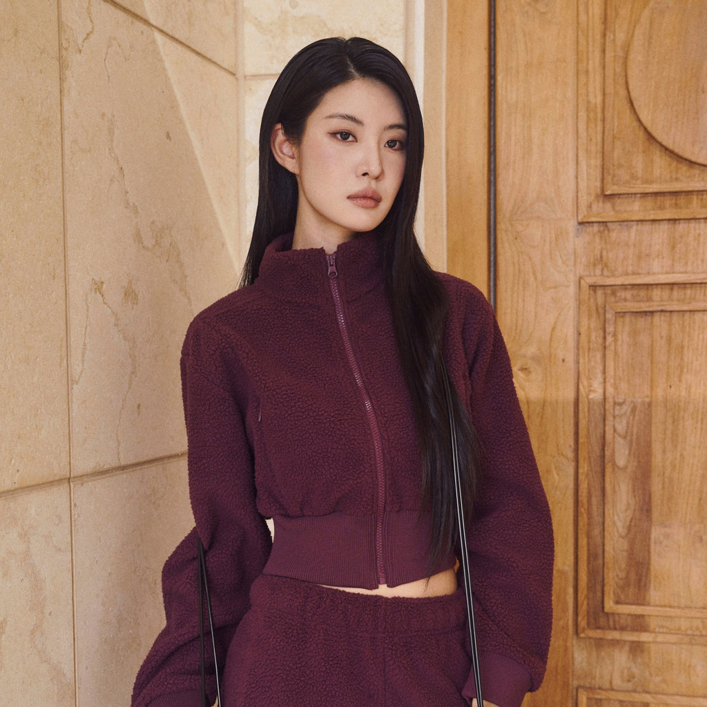 Airy Warm Fleece Crop Zip-Up