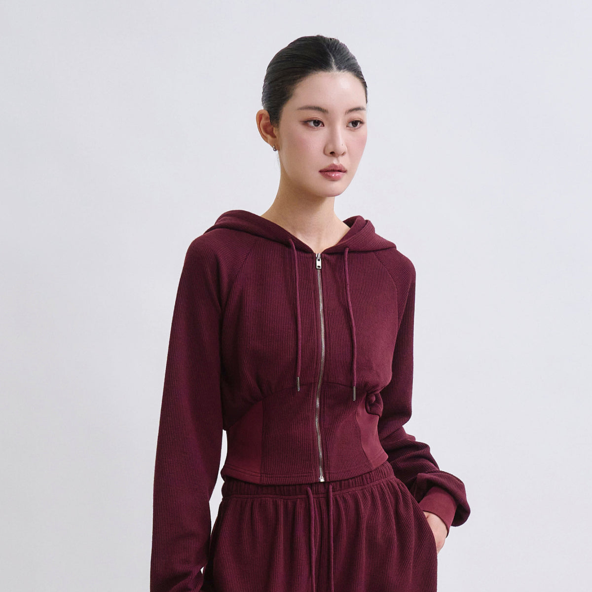 Knit Warm Line Fit Hooded Zip-Up