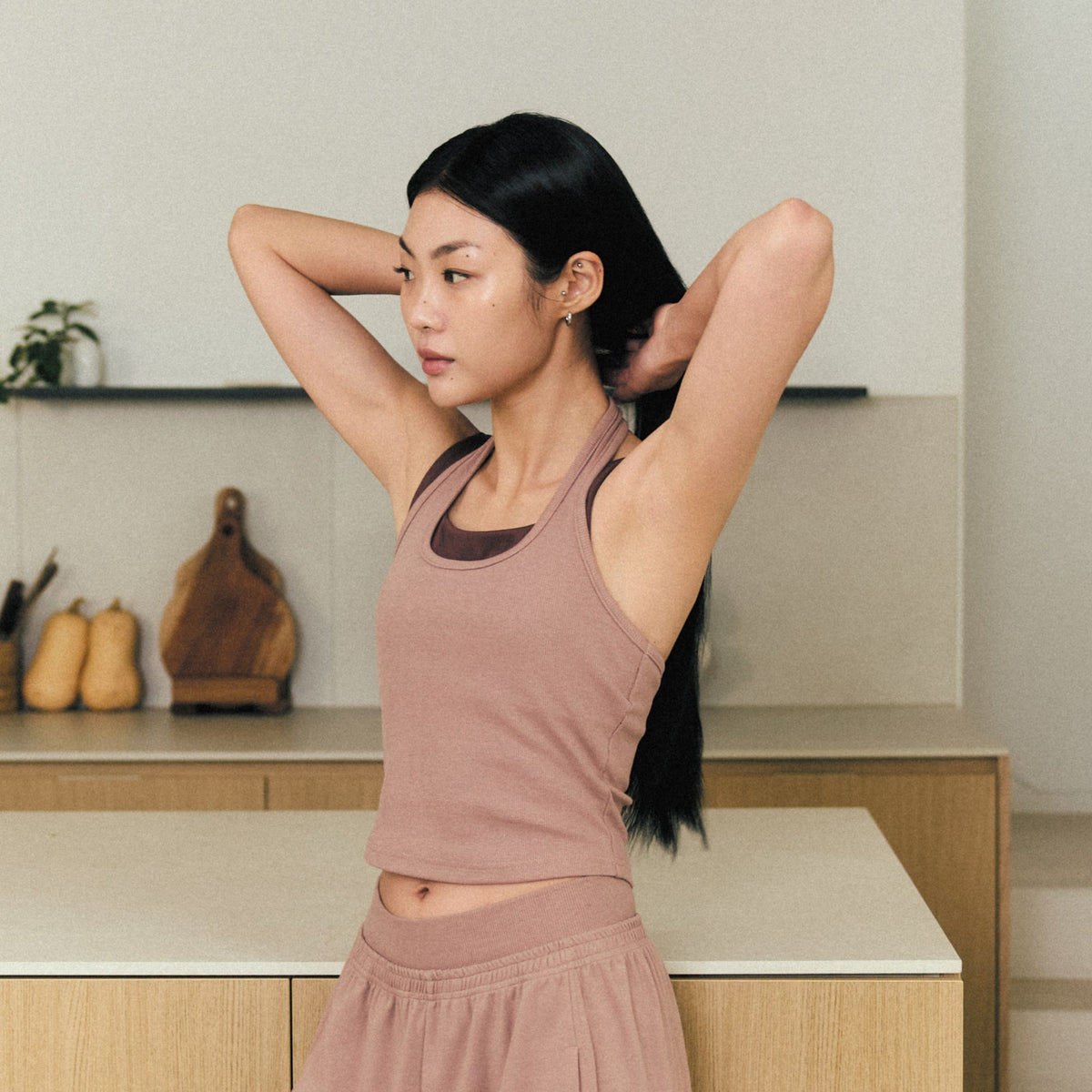Move Layer Halter Bra Top