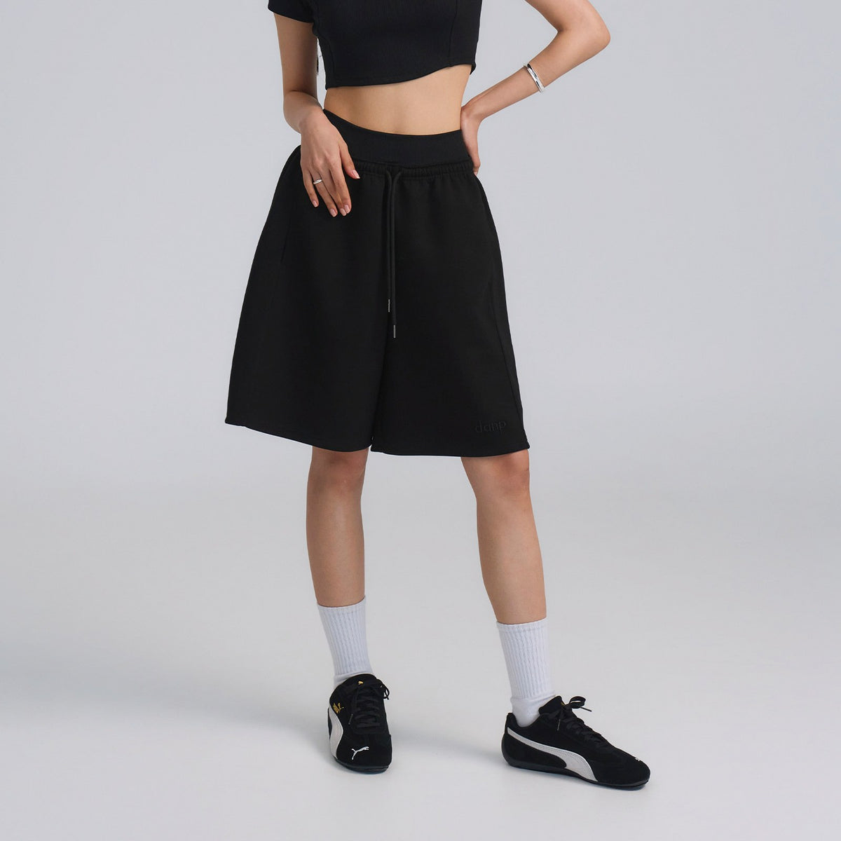 Rib Fit Layered Bermuda Pants