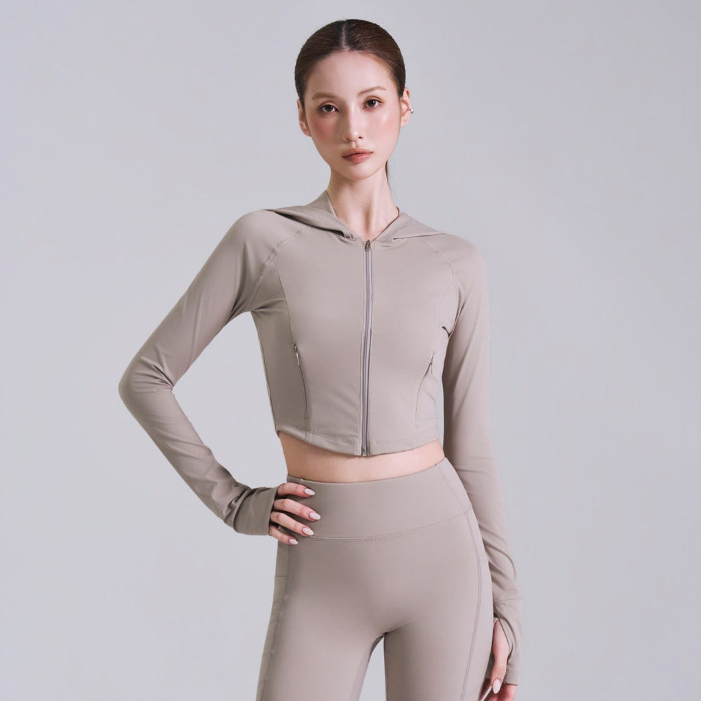 Soft Active Crop Hooded Zip-Up