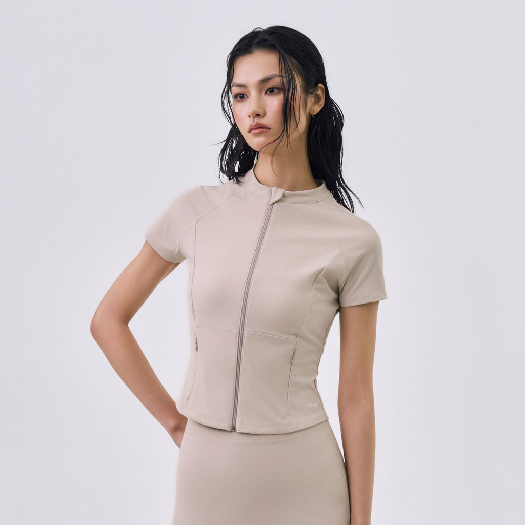Sun Grain Short Sleeve Full Zip-Up